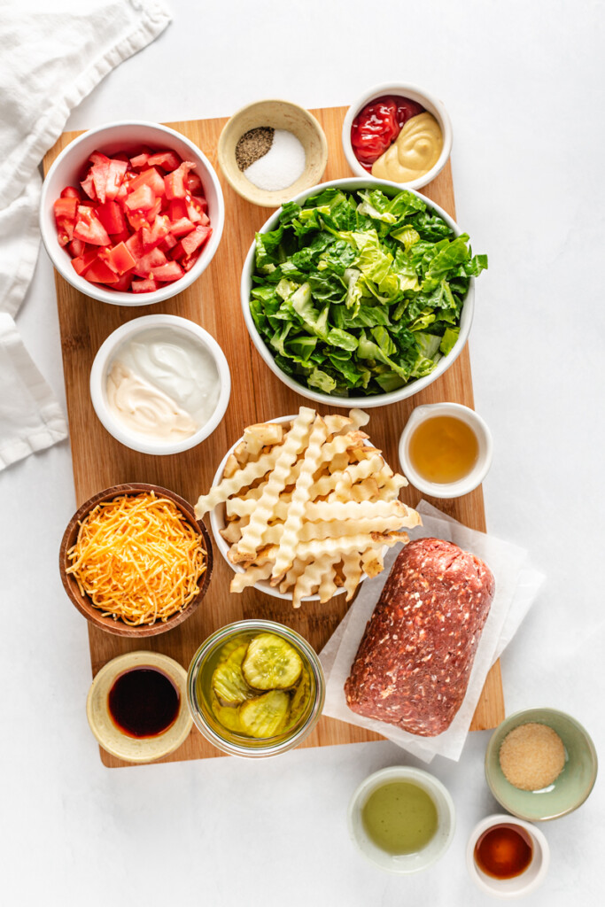 Ingredients to make Venison Burger Bowls