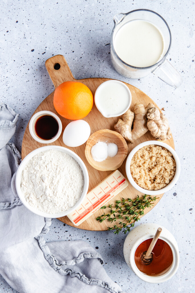 Ingredients to make Fresh Orange Ginger Cake